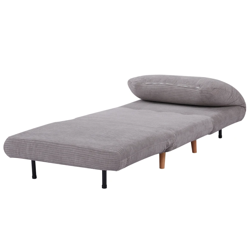 HOMCOM 2-in-1 Schlafsessel Gästebett, bis 200 kg, verstellbare Kopfstütze Cord-Optik 82 cm x 8 cm x 83 cm Grau