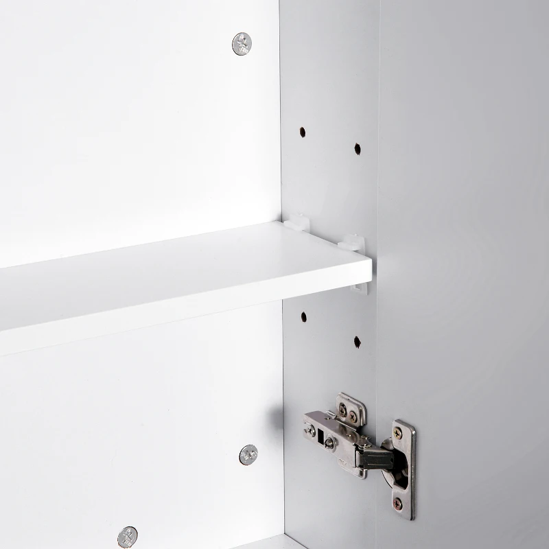 HOMCOM Dulap de Baie Suspendat cu Două Uși Frontale, Oglindă și 2 Rafturi Interioare din MDF, 60x15x75 cm, Alb