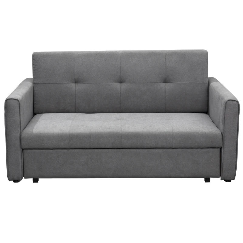HOMCOM Schlafsofa, 2er-Sofa, bis 200 kg, mit verstecktem Stauraum, Pollycotton, Grau