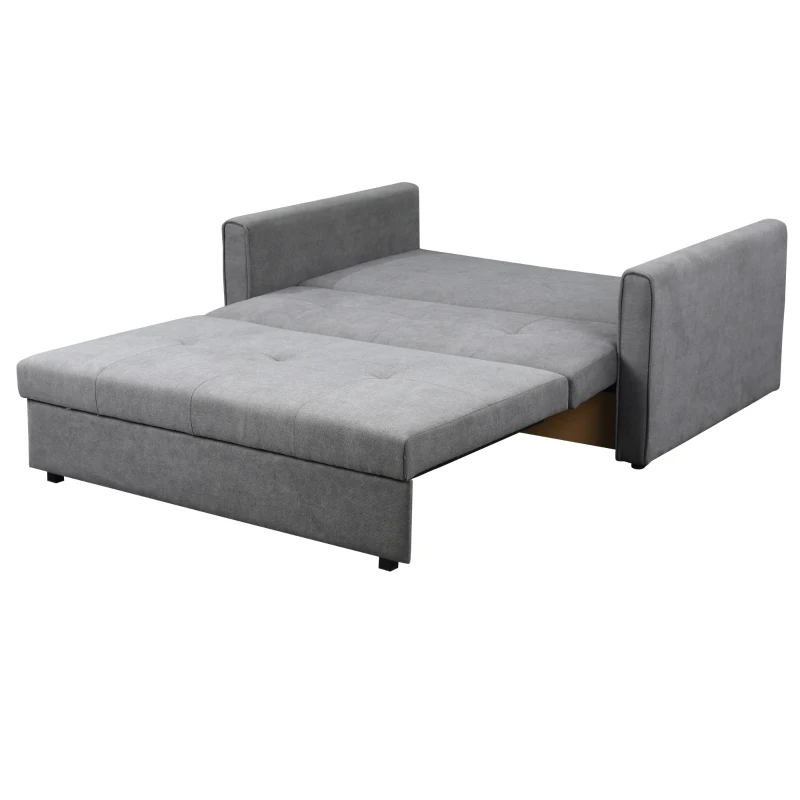HOMCOM Schlafsofa, 2er-Sofa, bis 200 kg, mit verstecktem Stauraum, Pollycotton, Grau