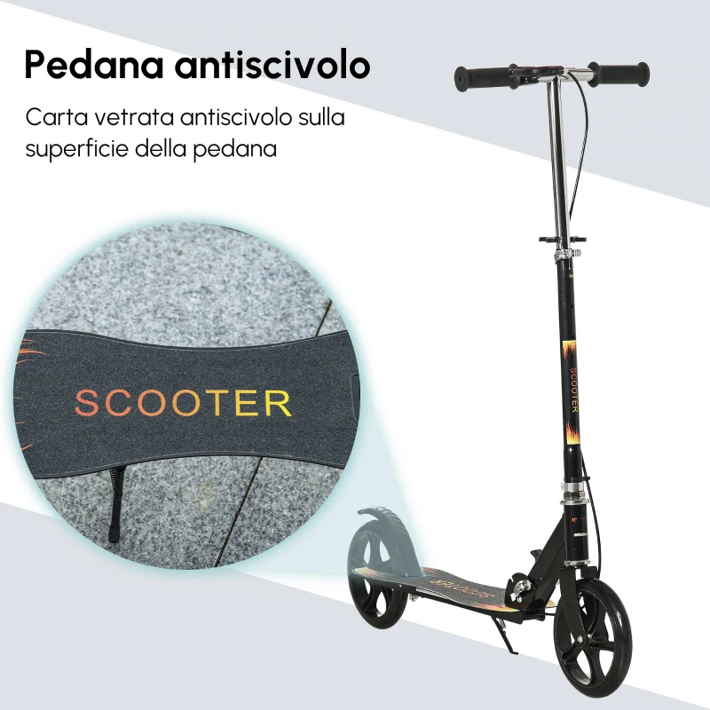 HOMCOM Monopattino per Bambini 7-14 Anni con Manubrio Regolabile su 3 Altezze, 86x35x93/98/103 cm, Nero