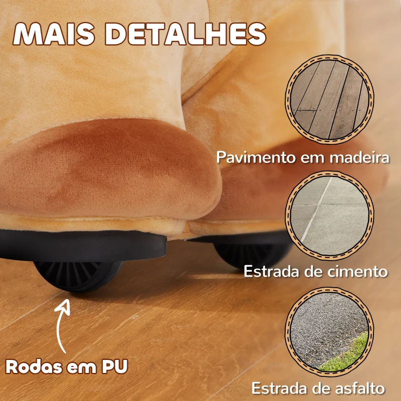 AIYAPLAY Cavalo Elétrico para Crianças de 18 a 36 Meses Cavalo de Brincar Elétrico com Bateria 6V e Música 69x34x53 cm Marrom