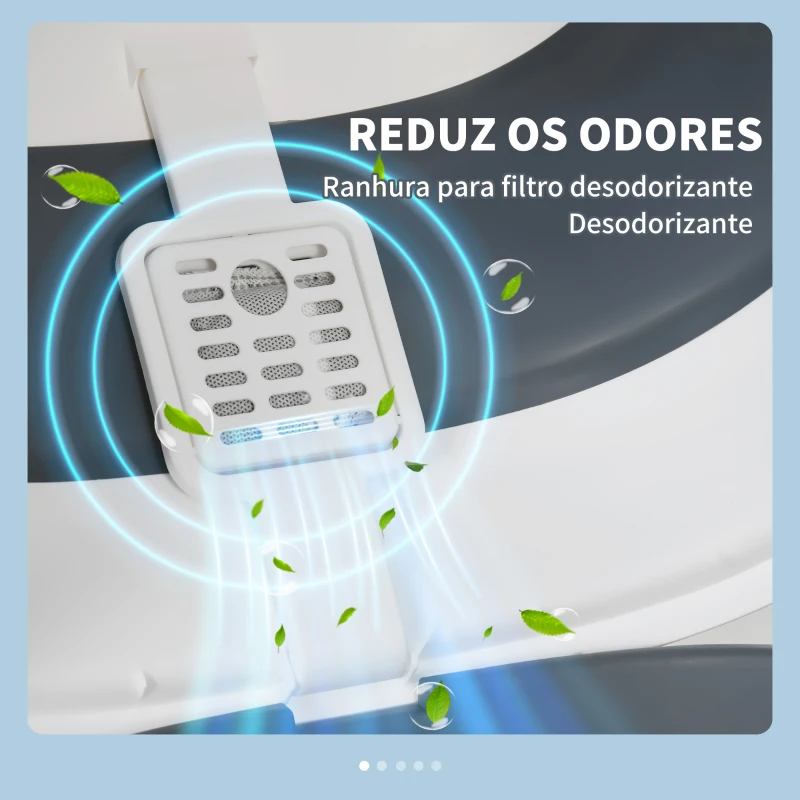 PawHut Caixa de Areia para Gatos Dobrável Caixa de Areia para Gatos Fechada com Pá 52x41x38 cm Branco e Cinza