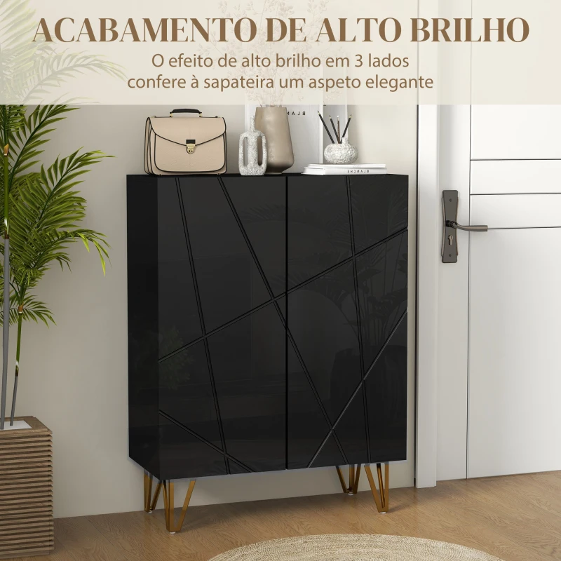 HOMCOM Móvel Sapateira de Entrada Armário Sapateira com Prateleiras Ajustáveis para 15-20 Pares de Sapatos 72x31,5x95 cm Preto