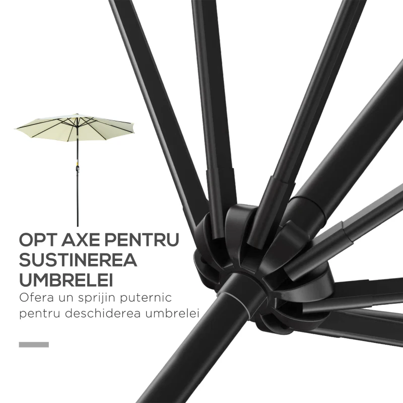 Outsunny Umbrelă de Grădină Înclinabilă, cu Manivelă și Tijă Demontabilă, din Metal și Poliester, Ø295x250 cm, Albastru