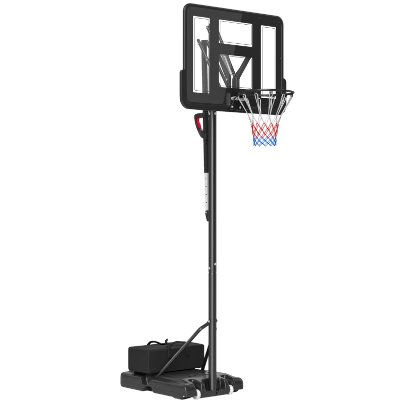 SPORTNOW Basketballständer, höhenverstellbare Korbhöhe 235-305 cm, befüllbare Basis mit Rädern, Schwarz(m-13)