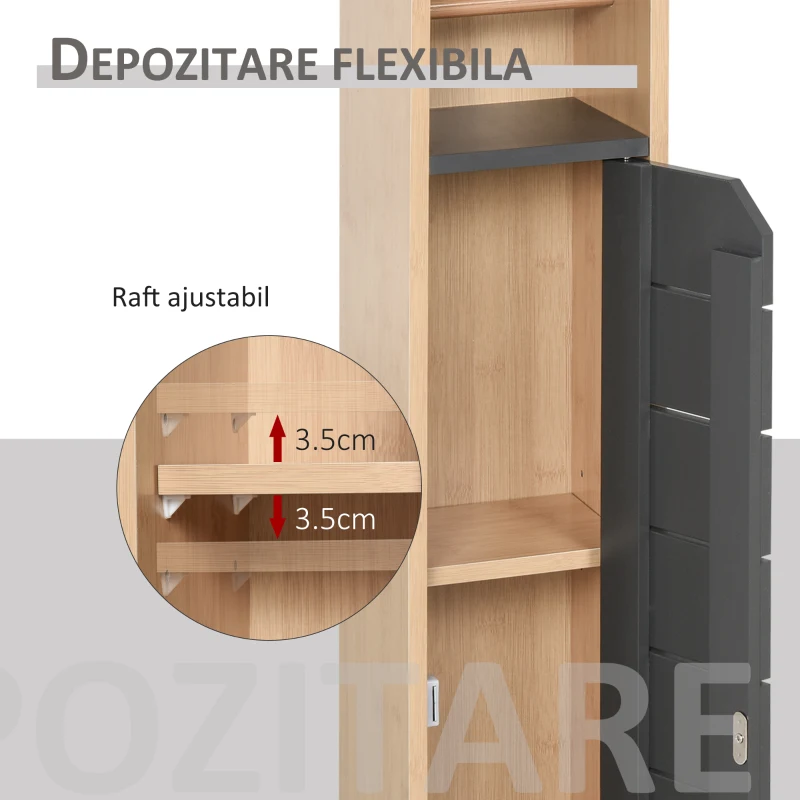Homcom Dulap Baie – 18×18×75 cm, Raft Reglabil pentru Hartie Igienica