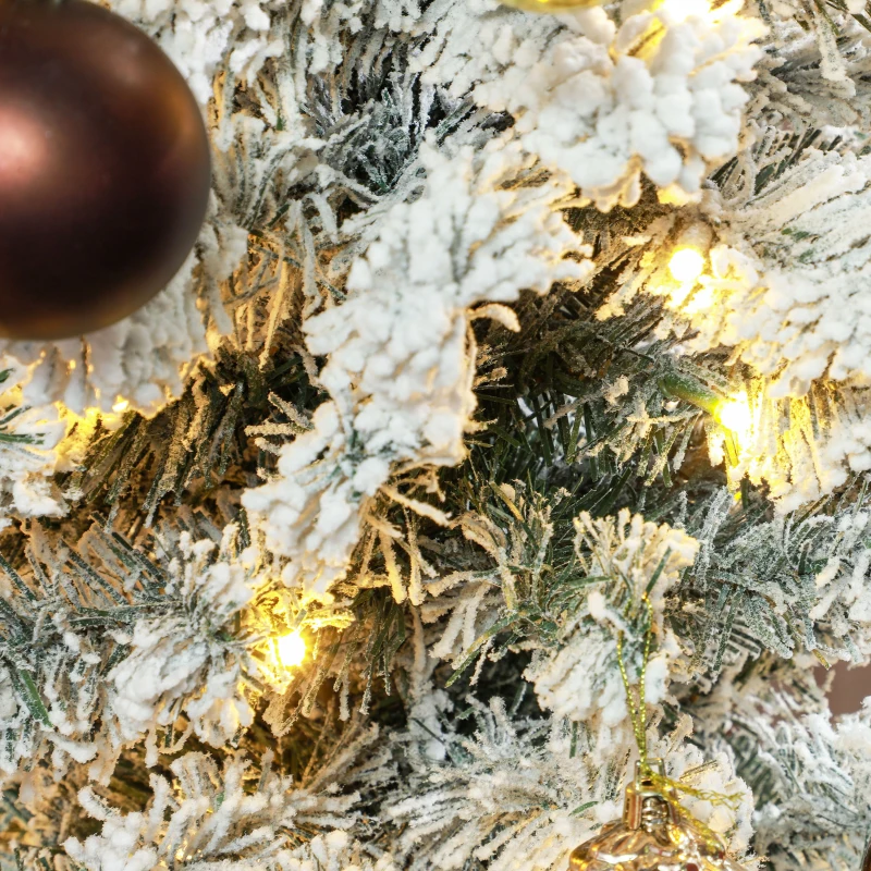 HOMCOM Choinka 210 cm, Girlanda LED, Sztuczne Gałęzie, Ognioodporne, Metalowa Podstawa, Zielony