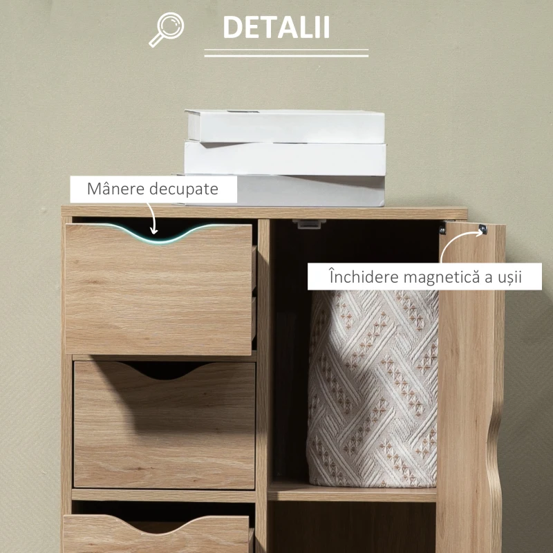 HOMCOM Mobilier Baie cu 4 Sertare Dulapior 2 Niveluri(m-6)