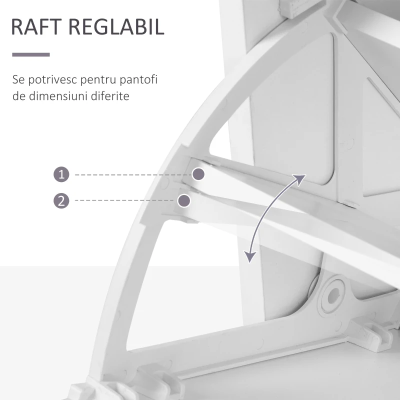 HOMCOM Mobila de Hol Moderna Garderoba Set Cuier, Oglinda si Dulap Pantofi 3 in 1, in Lemn Alb