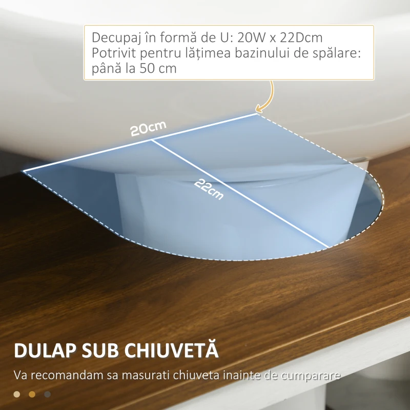 Kleankin Dulap Rustic Baie – Pentru Sub Chiuveta cu Usi Duble