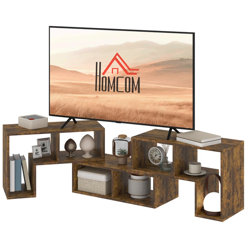 HOMCOM TV Stand for TVs up to 75 Inches, Free Combination TV Unit with Storage Shelves, Extendable Entertainment Centre for Living Room, Rustic Brown