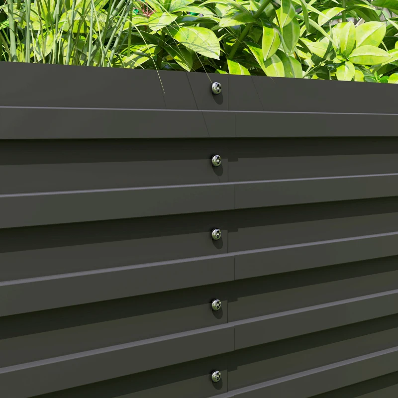 Outsunny Verhoogde Tuinbed, Open Bodem, Gepoedercoat Staal, 240 x 60 x 60 cm, Donkergrijs