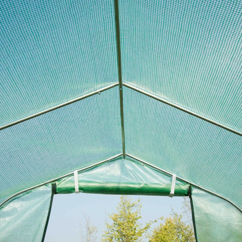Outsunny Estufa tipo Túnel 4x2x2 m Estufa de Exterior com 8 Janelas de Malha e Porta Estufa de Cultivos para Pátio Jardim Verde