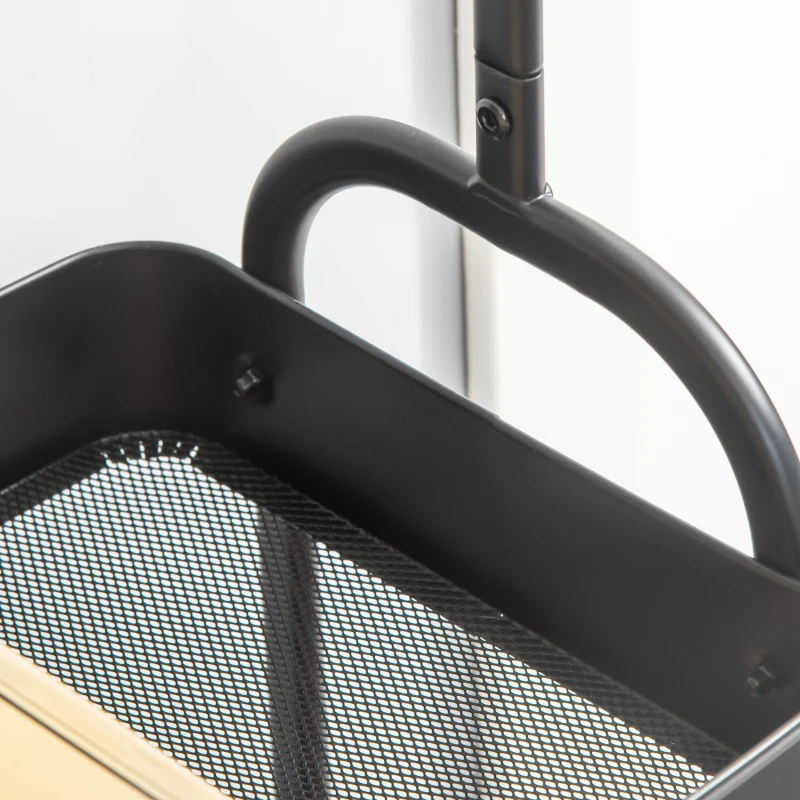 HOMCOM Metalen Kledingrek met Schoenenplank, Verrijdbaar, Vrijstaand, Zwart