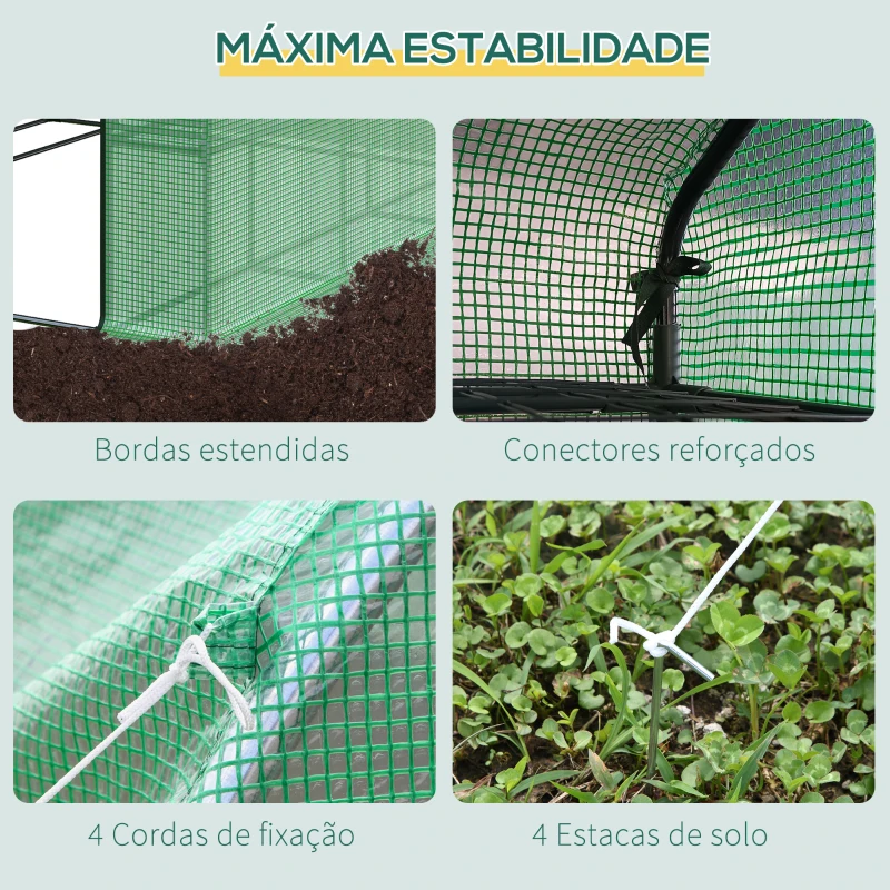 Outsunny Estufa de Jardim Estufa de Exterior com Prateleiras de 4 Níveis Porta com Fecho de Correr e Estrutura de Aço 244x180x210 cm Verde