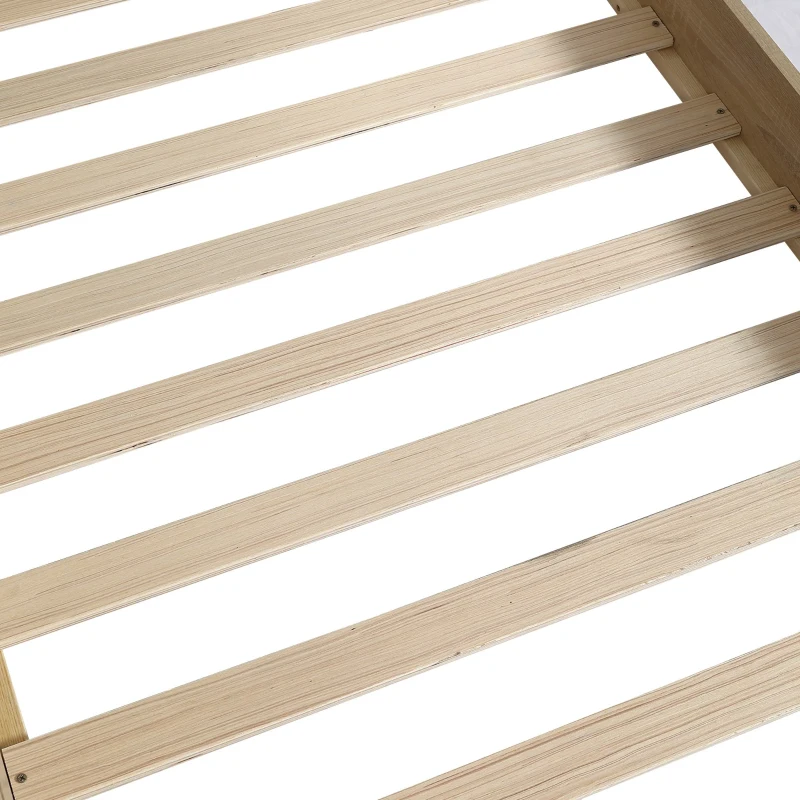 3FT Single Bed with Storage Space, Durable MDF and Plywood, Wooden Bed Frame for Adults and Teenagers, 208L x 108W x 60H cm, White Oak