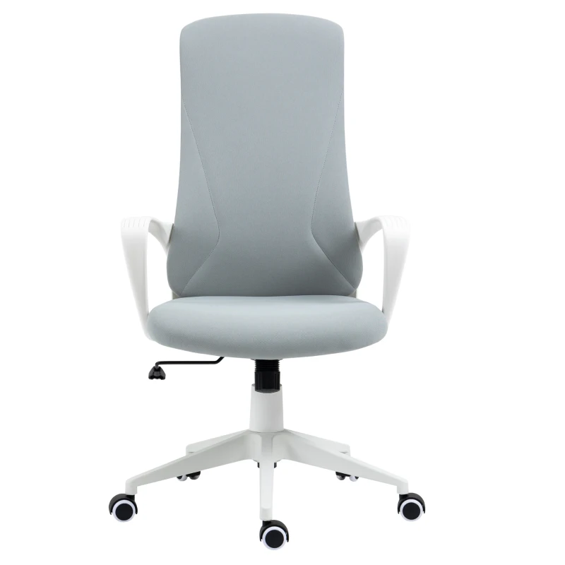 Vinsetto Bürostuhl mit Wippfunktion, Höhenverstellbar, bis 120 kg, Ergonomisch, Drehbar, 62x56x110-119,5cm, Hellgrau