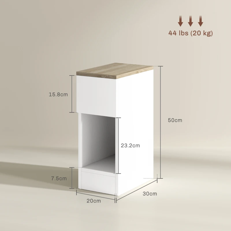 HOMCOM Set of Two Modern Storage Bedside Tables - White