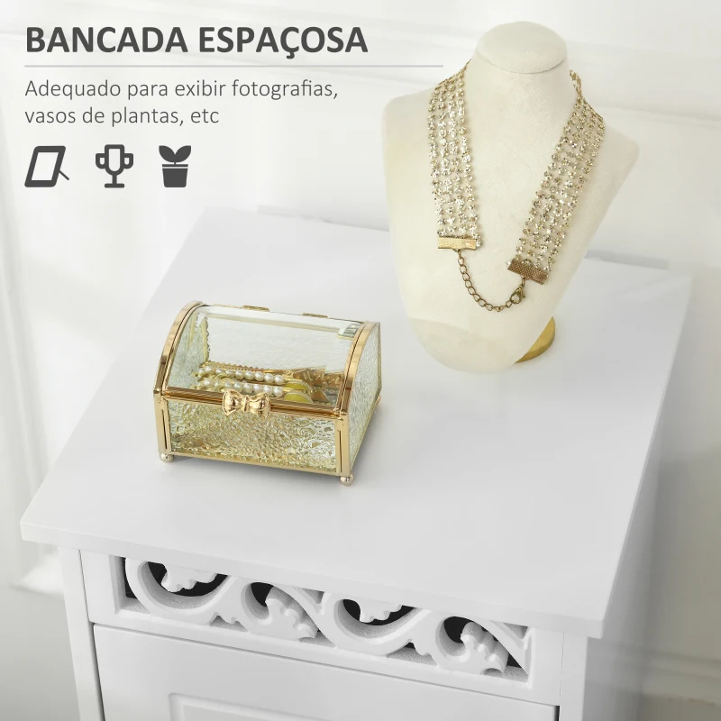 HOMCOM Armário Auxiliar Casa de Banho com 3 Gavetas Móvel de Armazenamento para Casa de Banho Dormitório 29,8x29,8x68,5 cm Branco