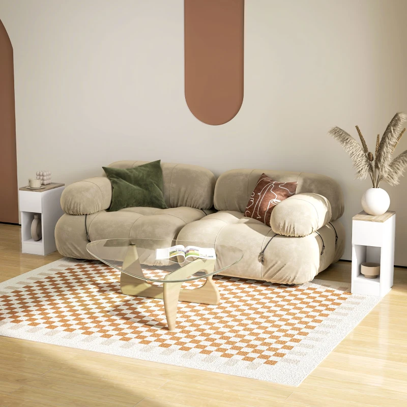 HOMCOM Set of Two Modern Storage Bedside Tables - White