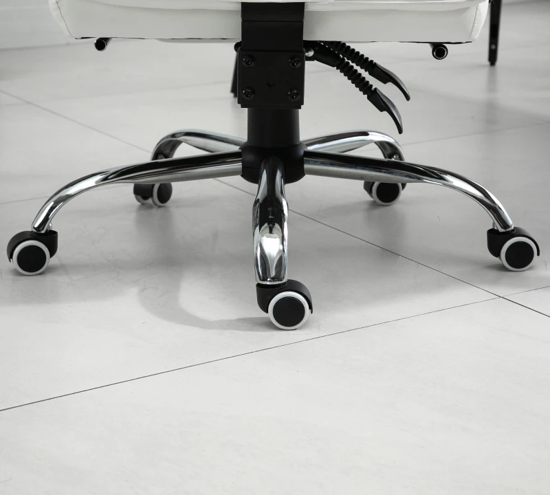 Vinsetto Bürostuhl mit Liegefunktion, ergonomisch höhenverstellbar  mit Fußstütze, gepolstert, bis 135 kg belastbar, 66 x 72 x 122-130 cm, Weiß