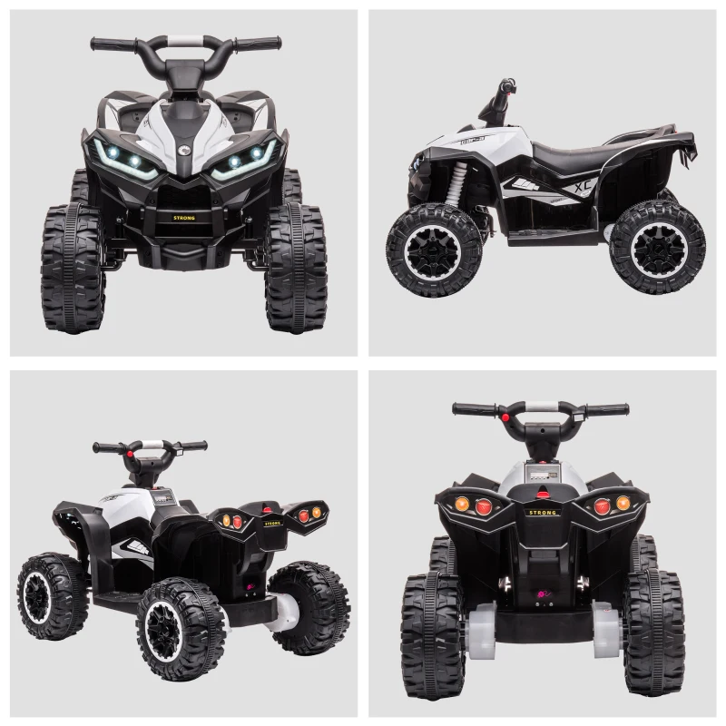 HOMCOM Kinder-Quad Elektrisches Kinderauto, 6 km/h, Sound- und Lichteffekte, : 83 cm x 53 cm x 55,5 cm, Schwarz + Weiß