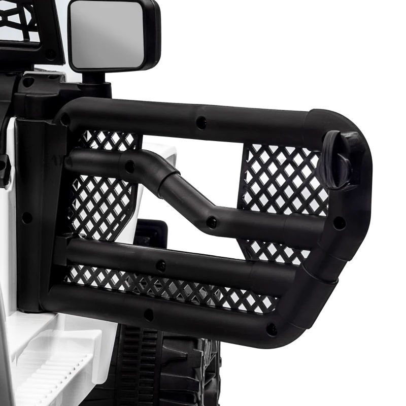 HOMCOM Carro Elétrico Infantil Bateria 12V com 2 Motores Controle Remoto 2.4G Luzes Buzina Velocidade Ajustável 100x65x72cm Branco