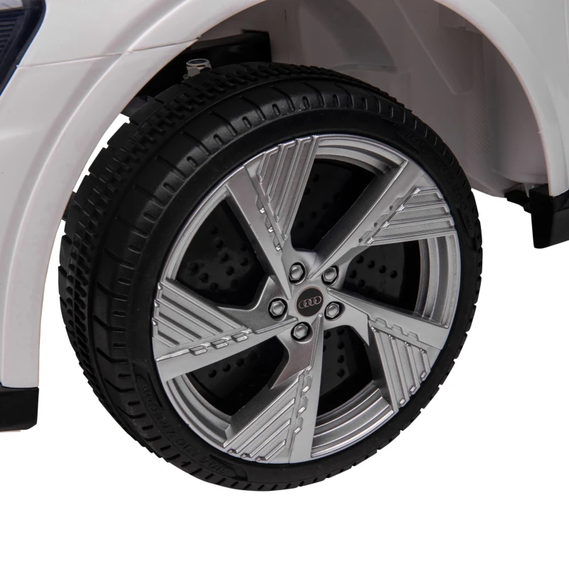HOMCOM Carro Elétrico Audi E-Tron 12V para Crianças acima de 3 Anos com Controle Remoto Faróis Buzina Música MP3 TF USB e Abertura da Porta 3-8km/h 108x60x47cm Branco