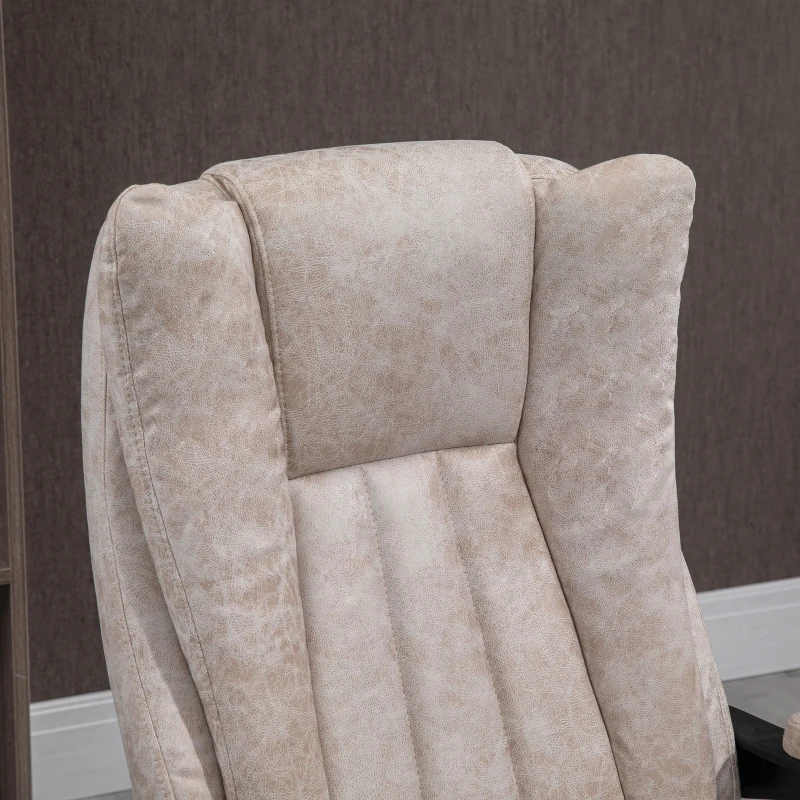 Vinsetto Bürostuhl Drehstuhl mit Liegefunktion Fußstütze Bürosessel Sitzhöhenverstellung Stuhl Schreibtischstuhl Mikrofaser Kunststoff Metall Nylon Beige+Schwarz+Silber 63 x 71 x 110-118 cm