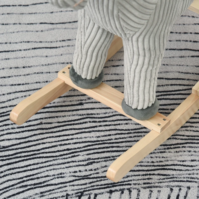 HOMCOM Cavallo a Dondolo per Bambini 3-6 Anni con Suoni in Peluche, 73x35x64cm, Grigio