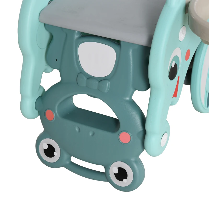 HOMCOM 3-in-1 Cavallo a Dondolo Scivolo per Bambini e Canestro, Età 18-36 mesi, per Casa e Giardino, Verde