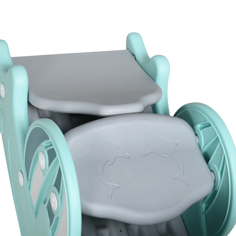 HOMCOM 3-in-1 Cavallo a Dondolo Scivolo per Bambini e Canestro, Età 18-36 mesi, per Casa e Giardino, Verde