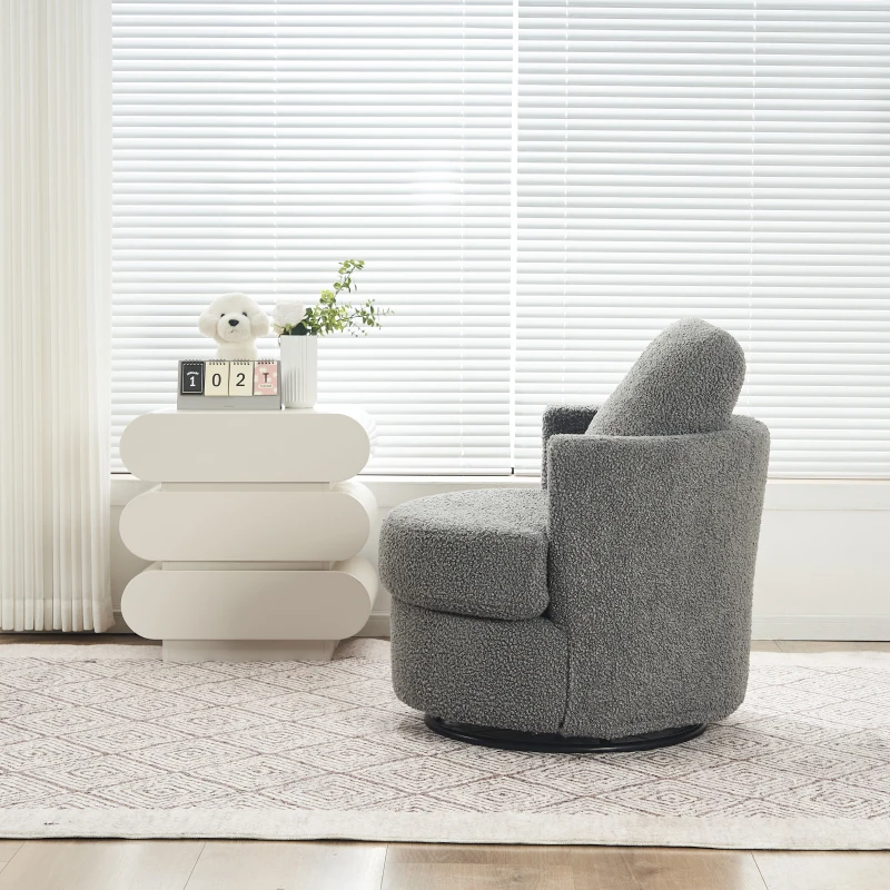 Bedroom Chairs with Back Cushion and Thick Foam Pad, Swivel Armchair with Adjustable Manual Swivel Base, 78.5x83x86 cm, Medium Grey