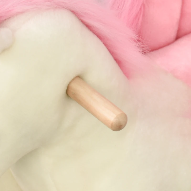 HOMCOM Cavallo a Dondolo Bianco e Rosa con Suoni e Struttura in Legno di Pioppo per Bambini 18-36 Mesi, 70x28x57cm