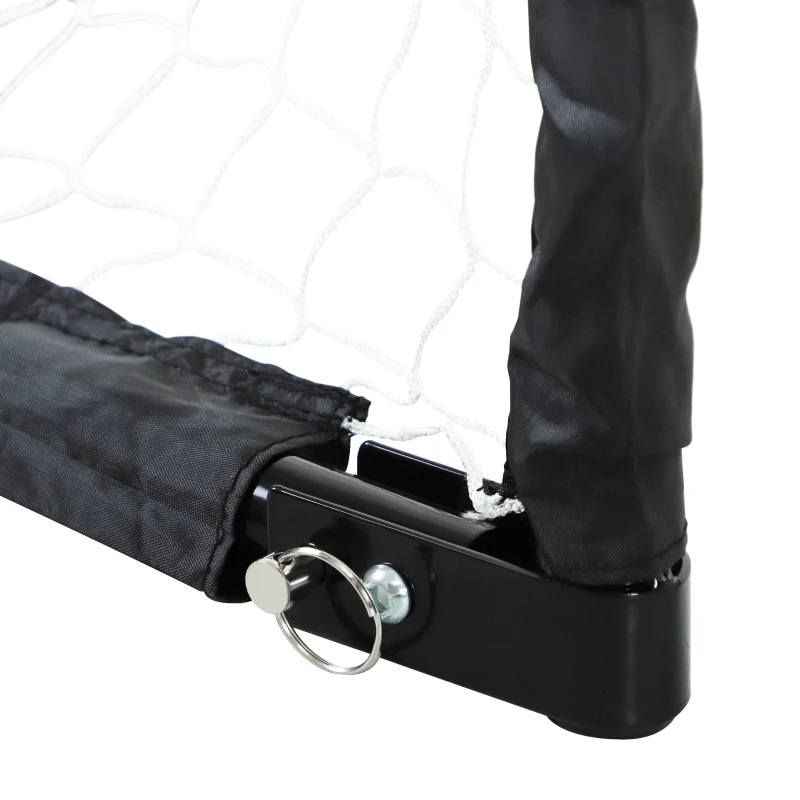 HOMCOM Voetbaldoelset, 2 Opvouwbare Mini-doelen, Metalen Frame, Incl. Gereedschap, 90 x 36 x 60 cm, Zwart