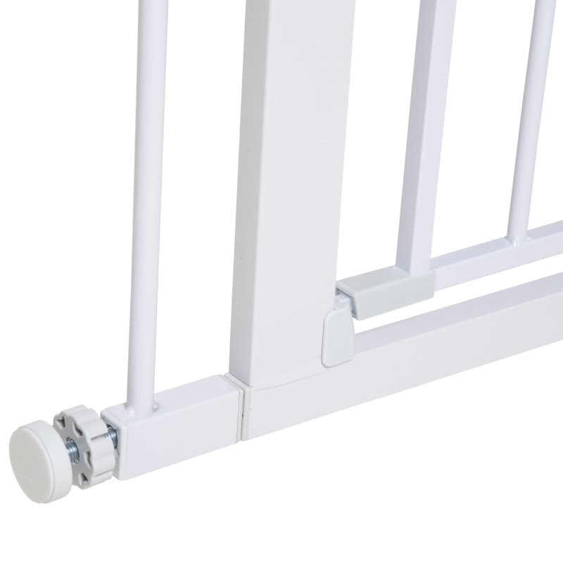 PawHut Türgitter, Montage ohne Bohren, verstellbare Breite 75-96 cm, einhändiges Öffnen, Metall, Weiß, Auto-Close Baby Schutzgitter