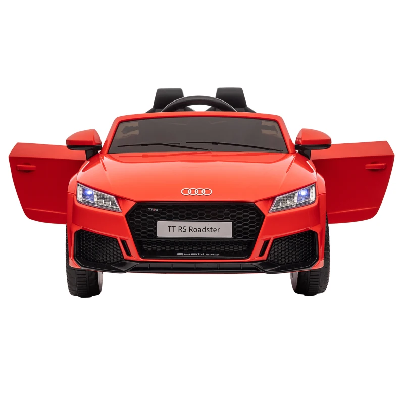 HOMCOM Audi Kinder Elektroauto 12V mit 2,4G Fernbedienung, Musik, Hupe, Elektrofahrzeug mit LED-Leuchte, USB/MP3-Anschluss, Rückwärtsfunktion, für Kinder 3-5 Jahre, Rot