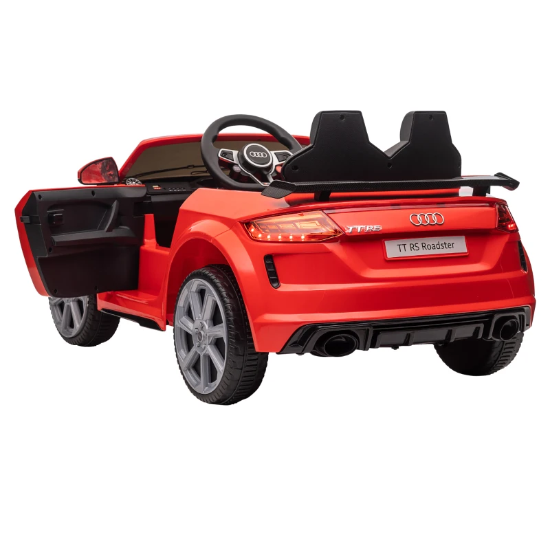 HOMCOM Audi Kinder Elektroauto 12V mit 2,4G Fernbedienung, Musik, Hupe, Elektrofahrzeug mit LED-Leuchte, USB/MP3-Anschluss, Rückwärtsfunktion, für Kinder 3-5 Jahre, Rot