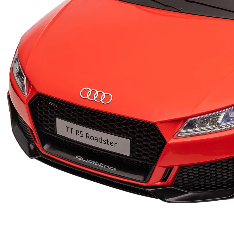 HOMCOM Audi Kinder Elektroauto 12V mit 2,4G Fernbedienung, Musik, Hupe, Elektrofahrzeug mit LED-Leuchte, USB/MP3-Anschluss, Rückwärtsfunktion, für Kinder 3-5 Jahre, Rot