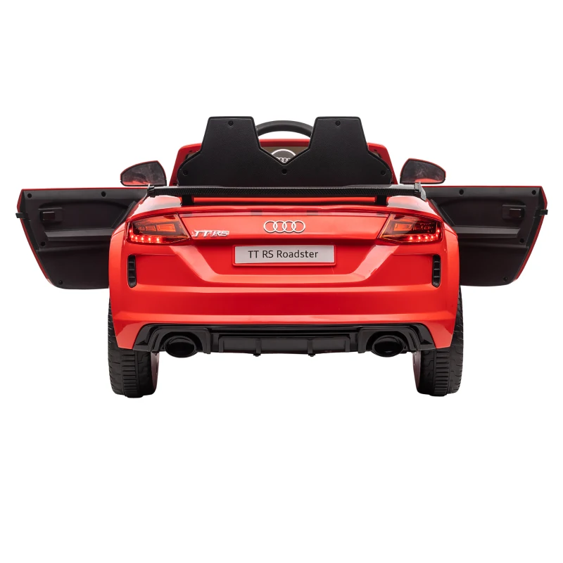 HOMCOM Audi Kinder Elektroauto 12V mit 2,4G Fernbedienung, Musik, Hupe, Elektrofahrzeug mit LED-Leuchte, USB/MP3-Anschluss, Rückwärtsfunktion, für Kinder 3-5 Jahre, Rot