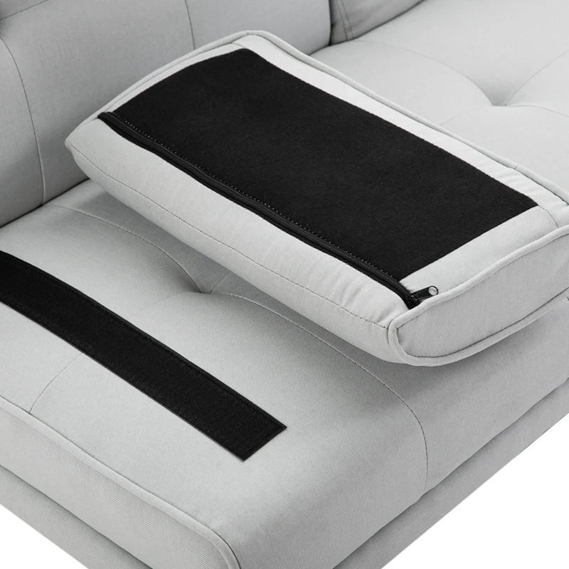 HOMCOM Divano Letto 3 Posti Stile Scandinavo Reclinabile con Tavolino a Ribalta, 181x77x88 cm, Grigio