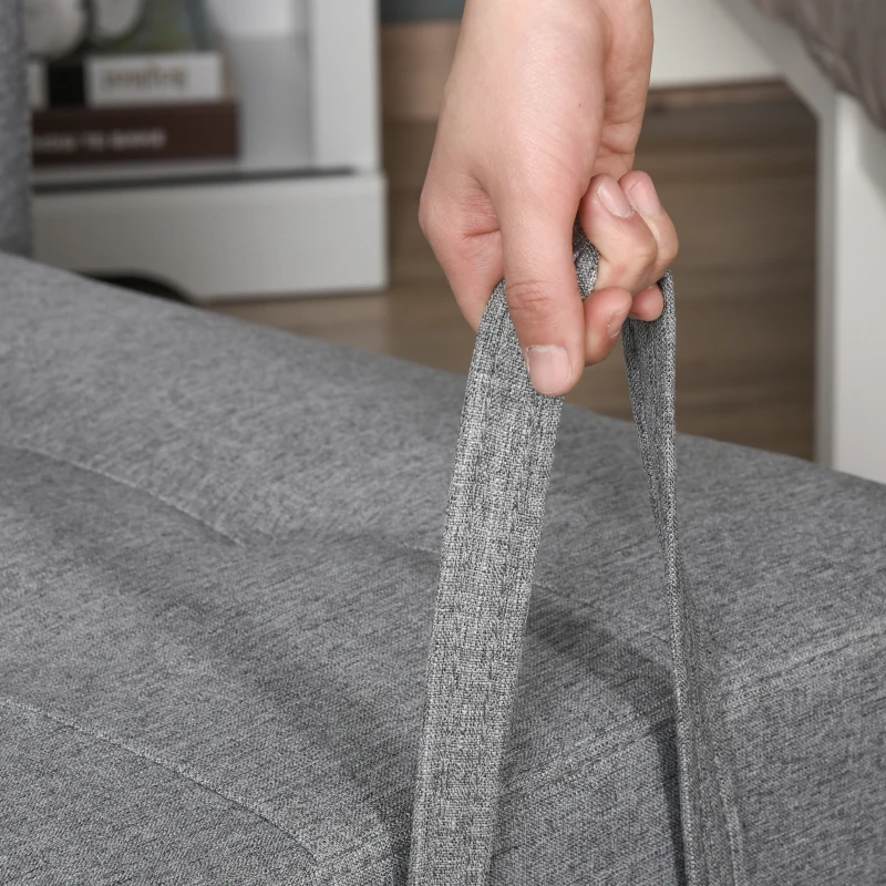 HOMCOM Poltrona Letto Singolo a 4 Ruote con Schienale Reclinabile e Cuscino, in Tessuto e Legno, 69x82.5x84 cm, Grigio