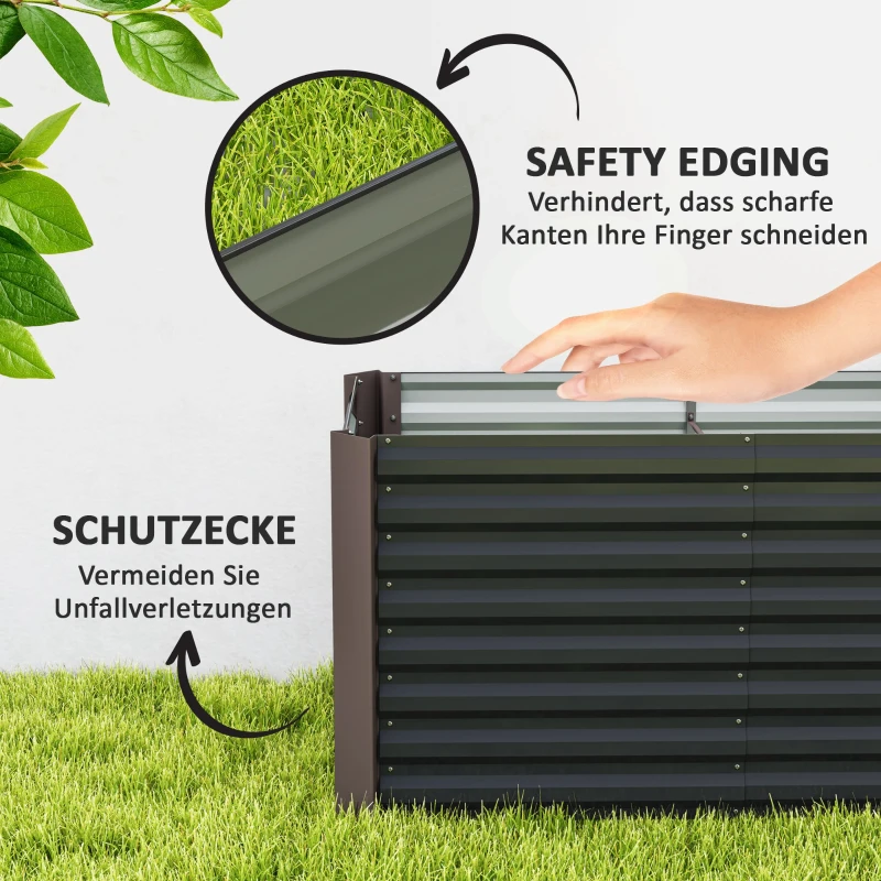 Outsunny Zestaw 2 wysokich grządek, Skrzynia Uprawna, Extra Głęboka, Metal, 120 x 60 x 60 cm, Ciemnoszary