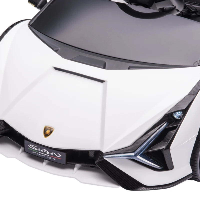 HOMCOM Kinderfahrzeug 12V 2 Fahrmodi Lamborghini SIAN SUV-Auto-Spielzeug Elektroauto mit Fernbedienung Musik(MP3/USB) Licht 37-60 Monate Metall Weiß 108 x 62 x 40 cm