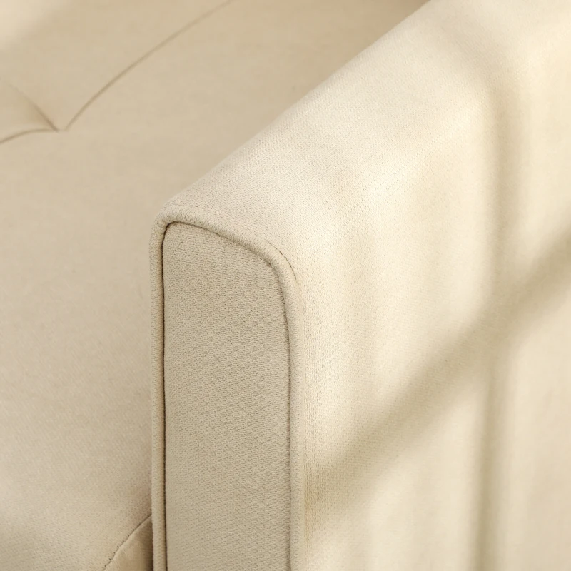 HOMCOM Sofá Cama de 2 Lugares com 2 Almofadas Apoio para os Braços e Armazenamento Sofá Duplo Moderno 152x101x81 cm Bege