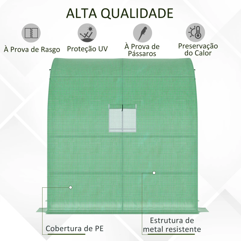 Outsunny Estufa Pequena Estufa de Exterior com Janelas Prateleiras de 3 Níveis Estufa para Cultivo de Plantas Flores 200x100x215 cm Verde