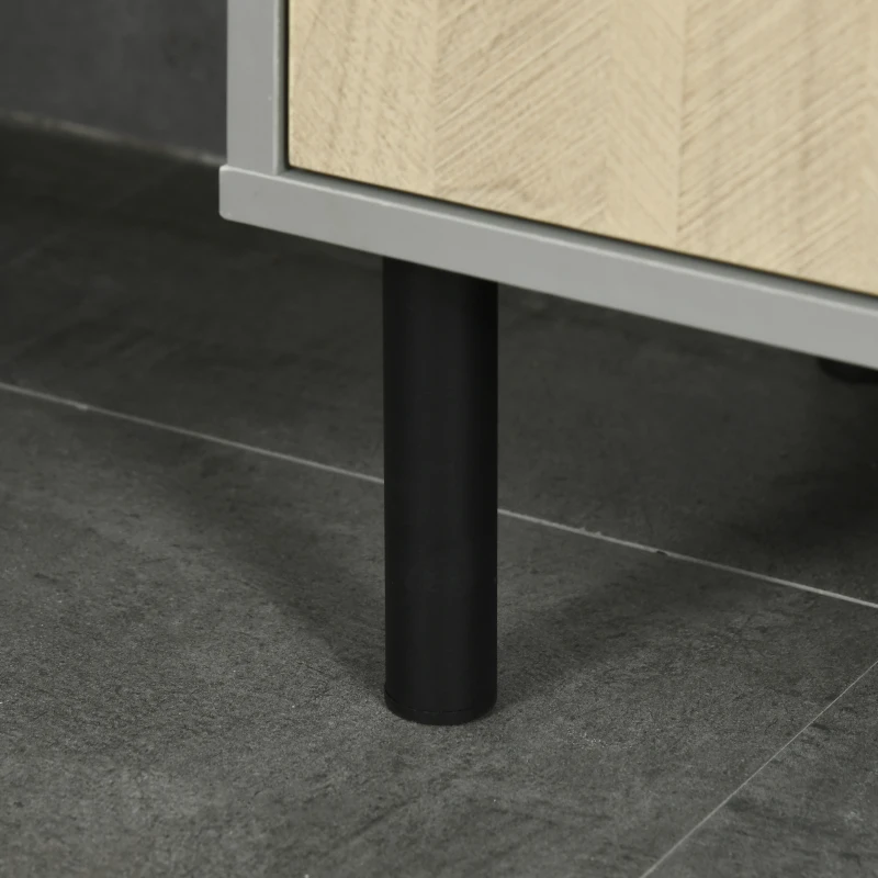 kleankin Bathroom Furniture Set with Doors, Tall Bathroom Cabinet with Adjustable Shelves, Under Sink Cabinet, Grey