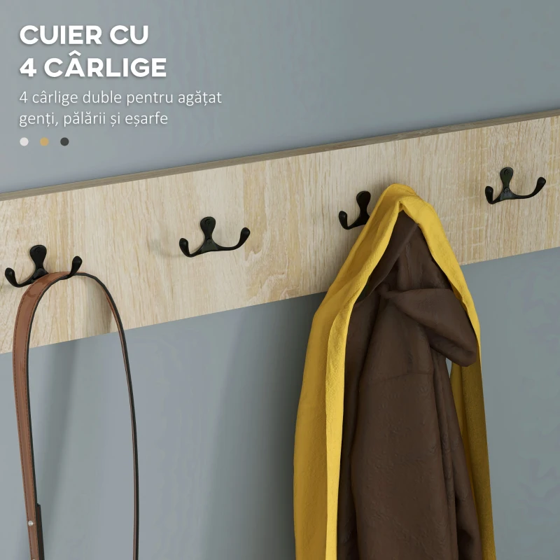 Homcom Set 3-in-1 pentru Hol – Cuier, Banca si Oglinda