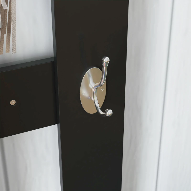 HOMCOM Mobile da Ingresso Appendiabiti con Scarpiera e Specchio, in Truciolato, 90x10x102 cm, Nero